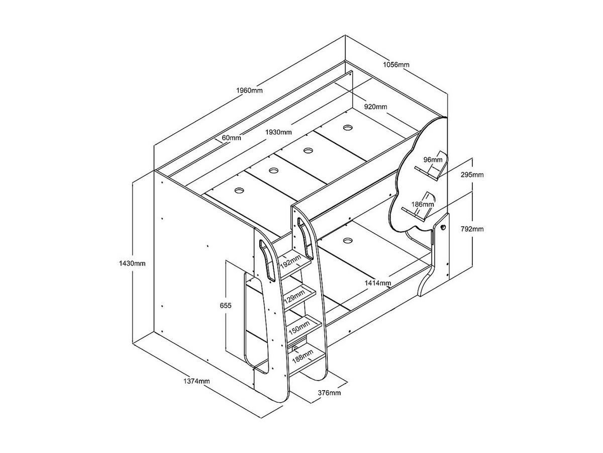 ETAGENBETT - 2 x 90 x 190 cm - Weiß & Holzfarben - PILATI - Naturfarben, Holz (137.4/196cm) - Vente-Unique