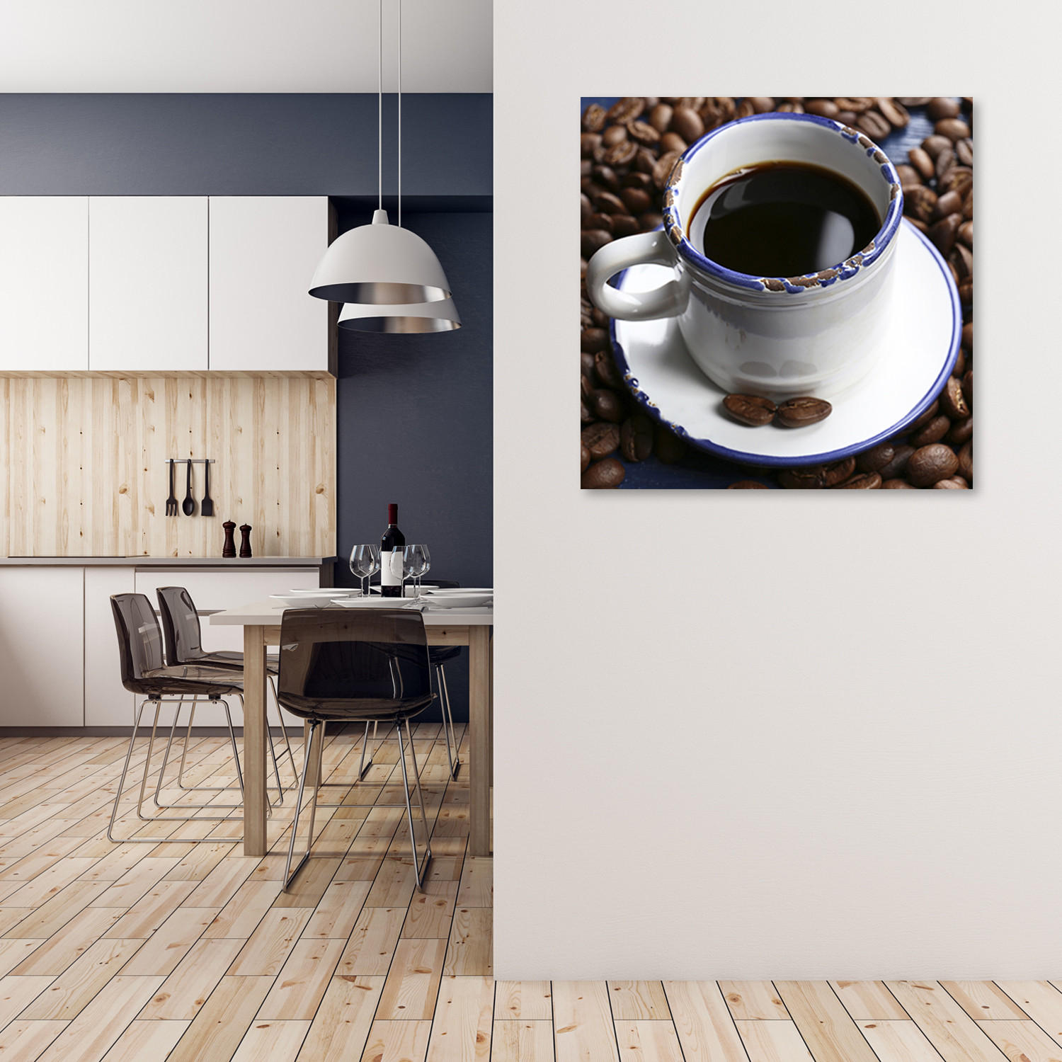 WANDBILD schwarze kaffeetasse - Braun, Textil (50/50cm) - Feeby