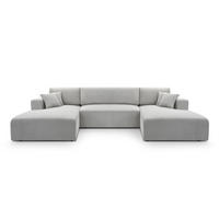 WOHNLANDSCHAFT Catea Hellgrau 364/145/85 cm mit Schlaffunktion - Hellgrau/Schwarz, Kunststoff/Textil (364/84/145cm) - AX Living