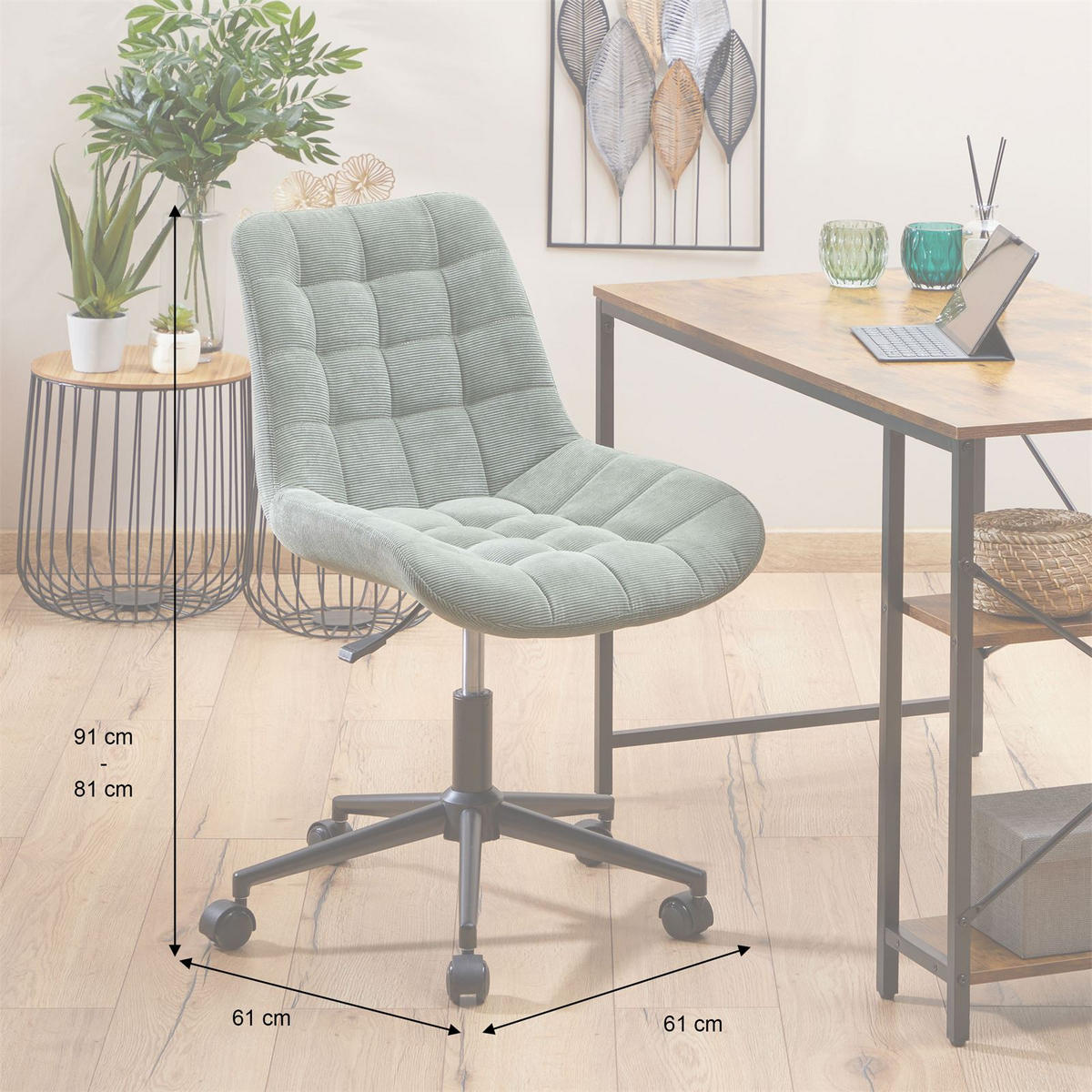 DREHSTUHL VASILO - Grün, Textil (54/80/61cm) - IDIMEX