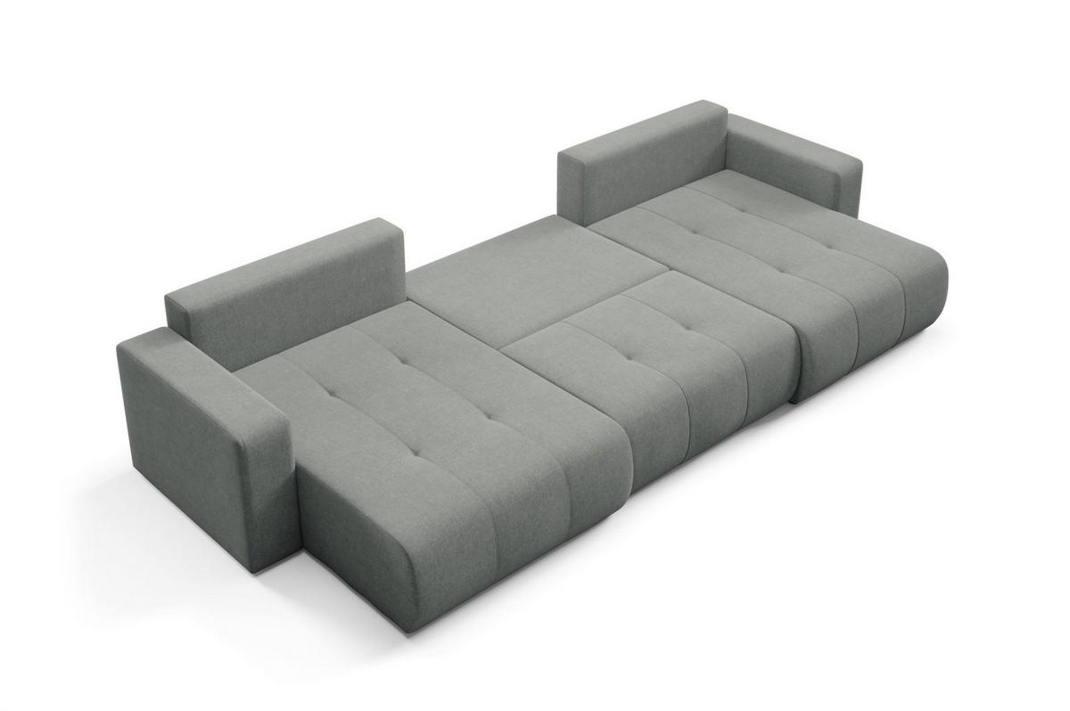 WOHNLANDSCHAFT Augusto - Grau, Holzwerkstoff/Textil (344/82/149cm) - Fun Möbel