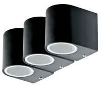 LED AUSSEN-WANDLEUCHTE Schwarz Metall 3er Set - Schwarz, Metall (6.8/9.2/8cm)