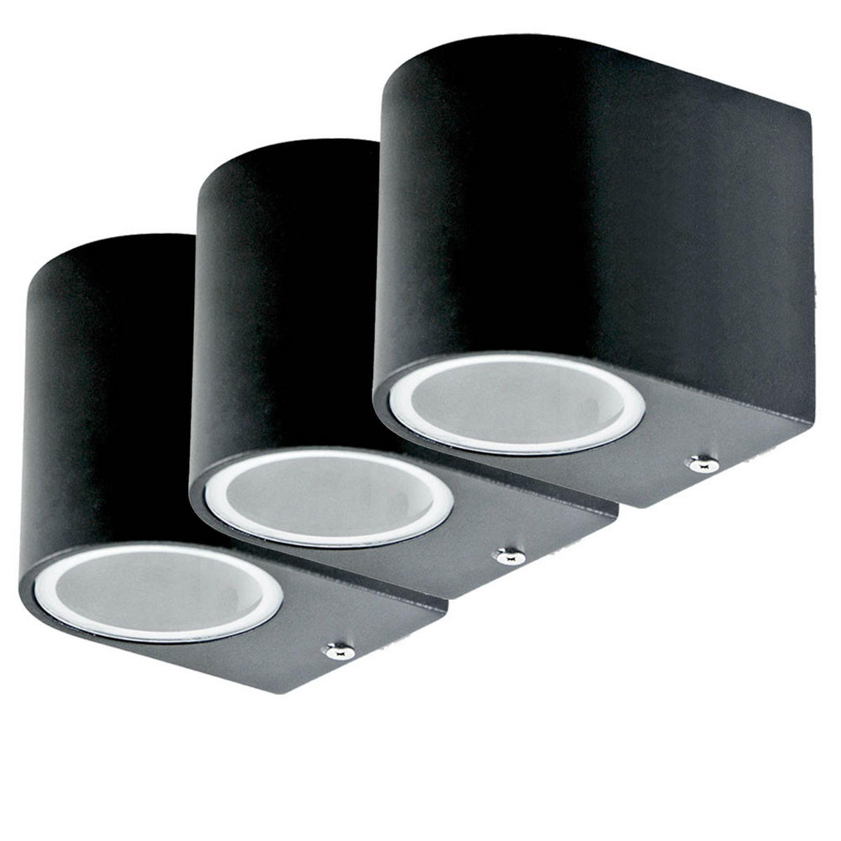 LED AUSSEN-WANDLEUCHTE Schwarz Metall 3er Set - Schwarz, Metall (6.8/9.2/8cm)