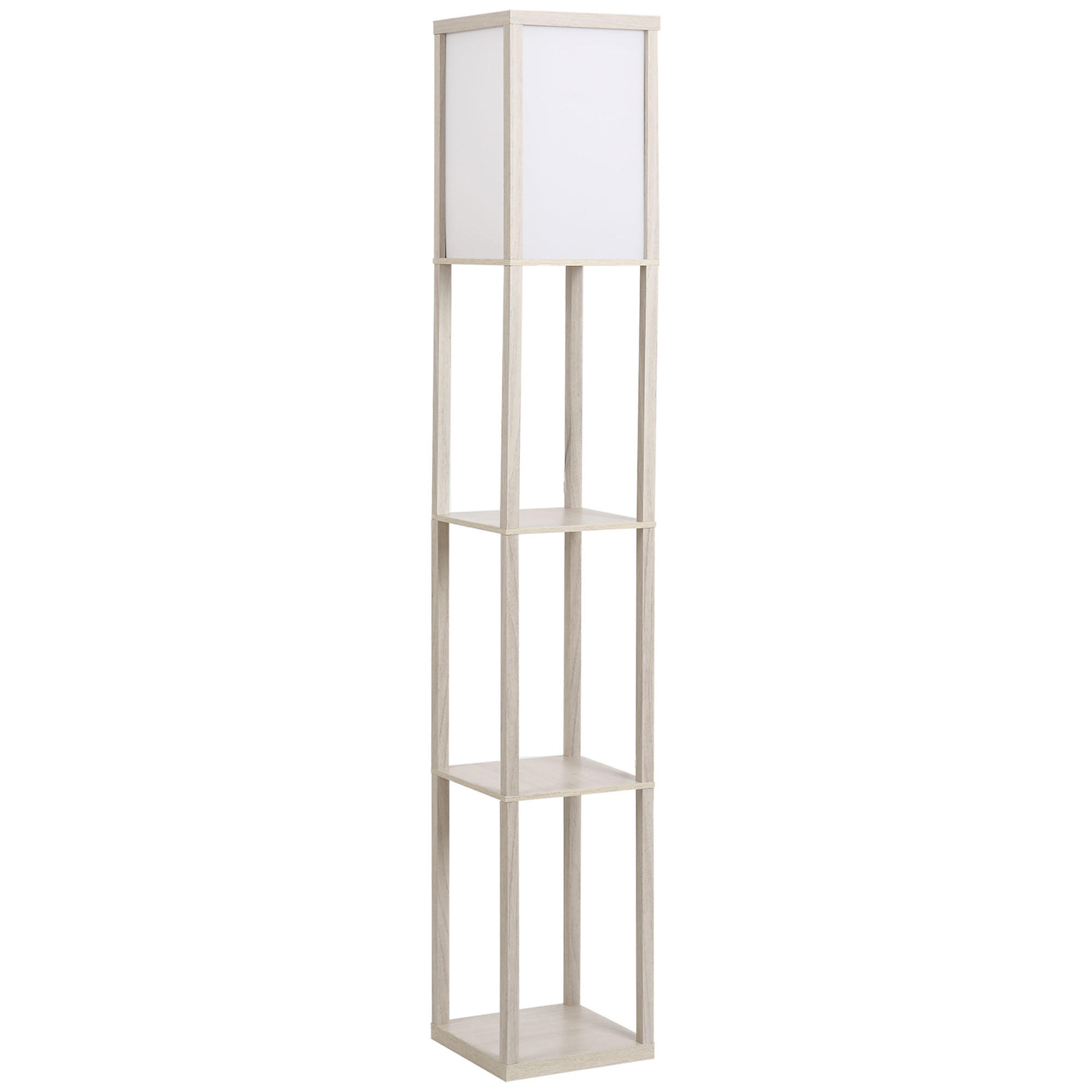 STEHLEUCHTE 26/26/160 cm Weiß mit 3 Regalen Stehlampe, E27, bis 40W - Weiß, Holz (26/26/160cm) - Oxeza