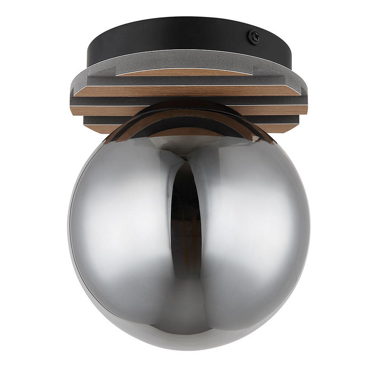 DECKENLEUCHTE PARSONS Metall Glas Schwarz Holzoptik - Schwarz, Glas (15/15/20cm) - Globo Lighting