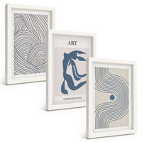 BILDER SET 3er Set - 20x30 cm Weißer Rahmen - Abstrakte blaue Linien - Weiß, Kunststoff (20/30cm) - TULUP
