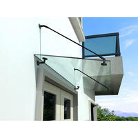 GLASVORDACH 120x90 cm Sicherheitsglas Edelstahl Klarglas Str-Schwarz - Transparent, Glas (120/1.31/90cm) -  Glaswerk Westfalen