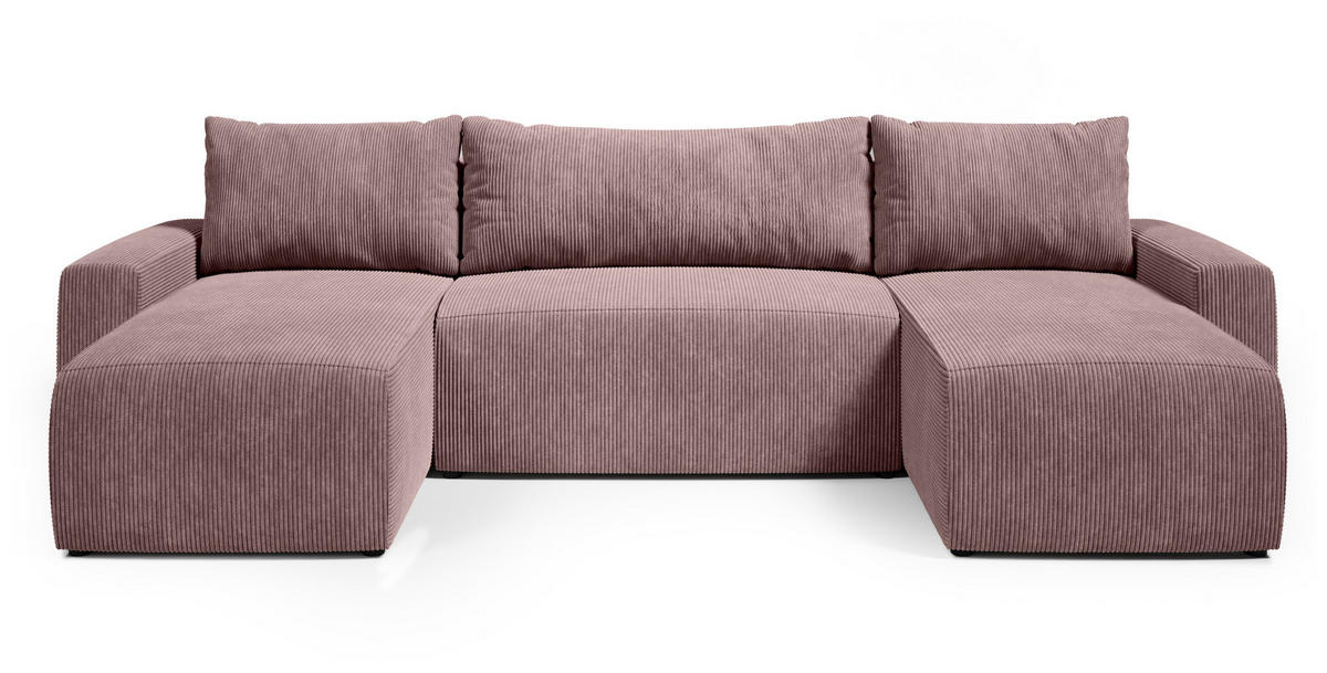 WOHNLANDSCHAFT Plush mit Schlaffunktion Rosa Cord - Rosa, Kunststoff/Textil (315/72/145cm) - Bromarkt