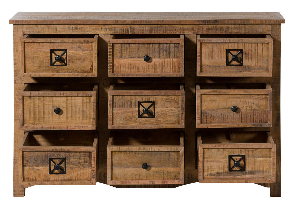 KOMMODE Akazie 130x40x85 natur versiegelt NATURE OF SPIRIT #259 - Braun, Holz (130/85/40cm) - Massivmoebel24