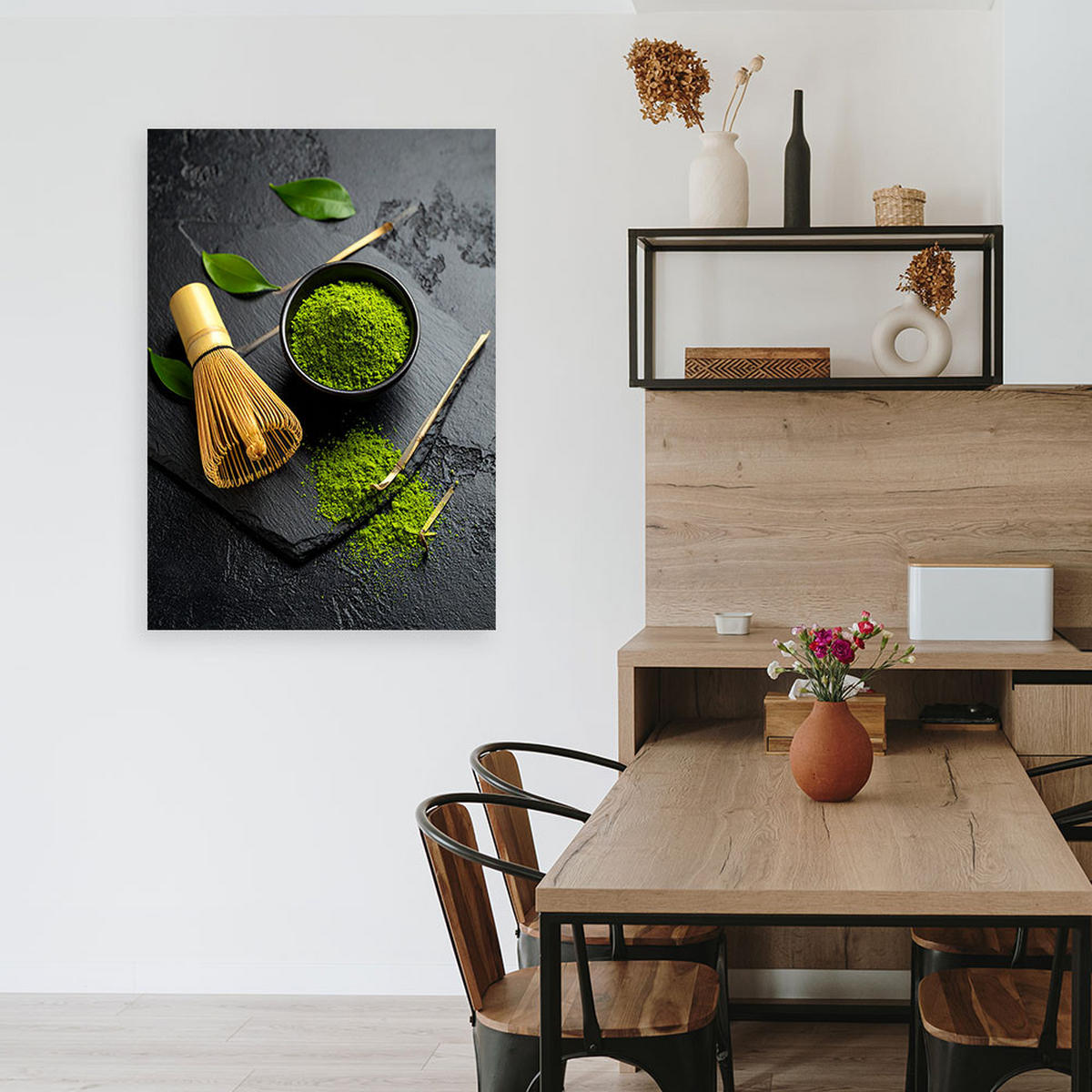 LEINWANDBILD Matcha-Tee 70x100cm - Grün, Textil (70/100cm) - Feeby