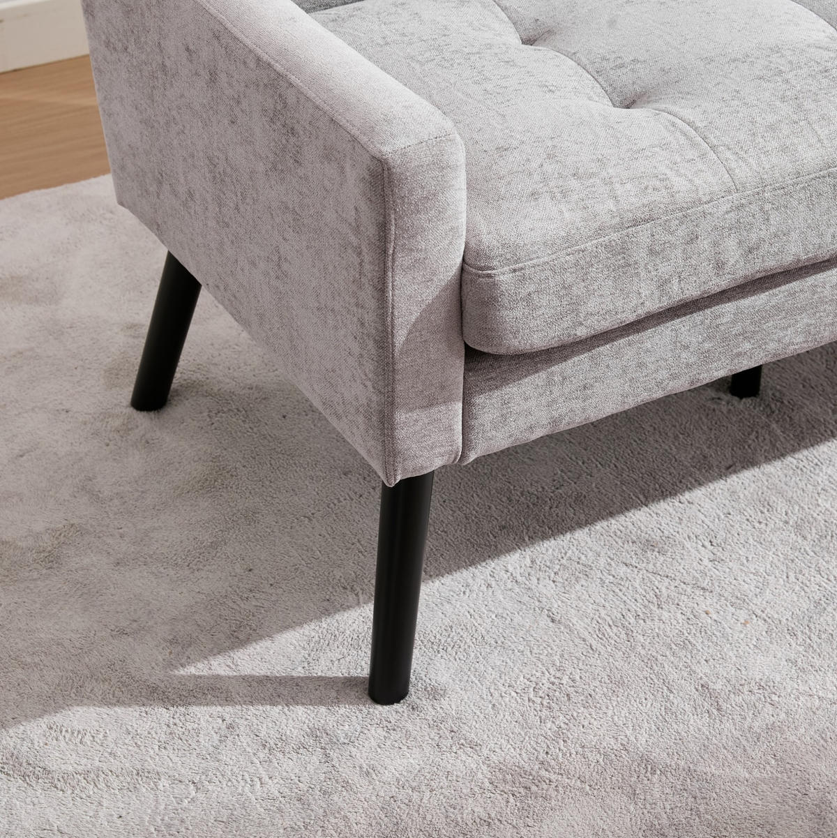 2-SITZER 120/75/88 cm Hellgrau aus Leinen mit Knopfpolsterung - Hellblau, Textil (75/88/120cm) - OKMYHOME