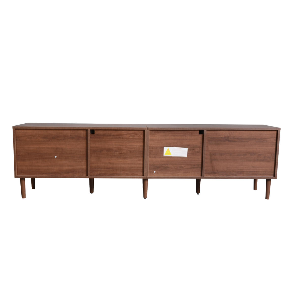 TV-LOWBOARD aus Spanplatte 180x40x50 cm Braun mit LED-Beleuchtung, Rattanschubladen und Glastüren - Braun, Holzwerkstoff (180/50/40cm) - IVMEU