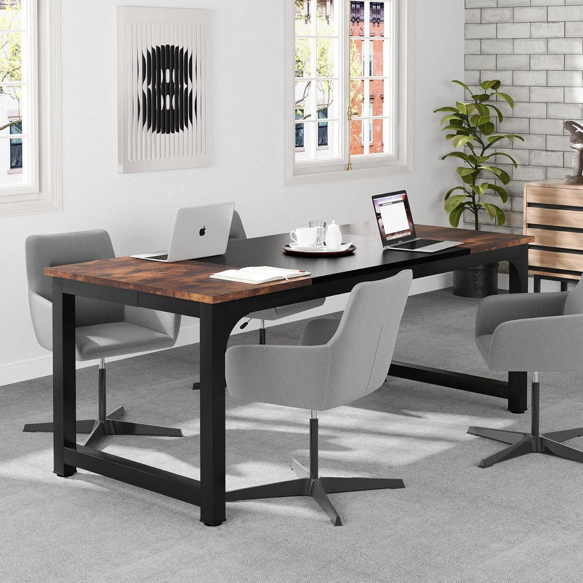 SCHREIBTISCH Computertisch 180 x 80 cm Rustikales Braun/Schwarz - Multicolor, Metall (80/160/75cm)