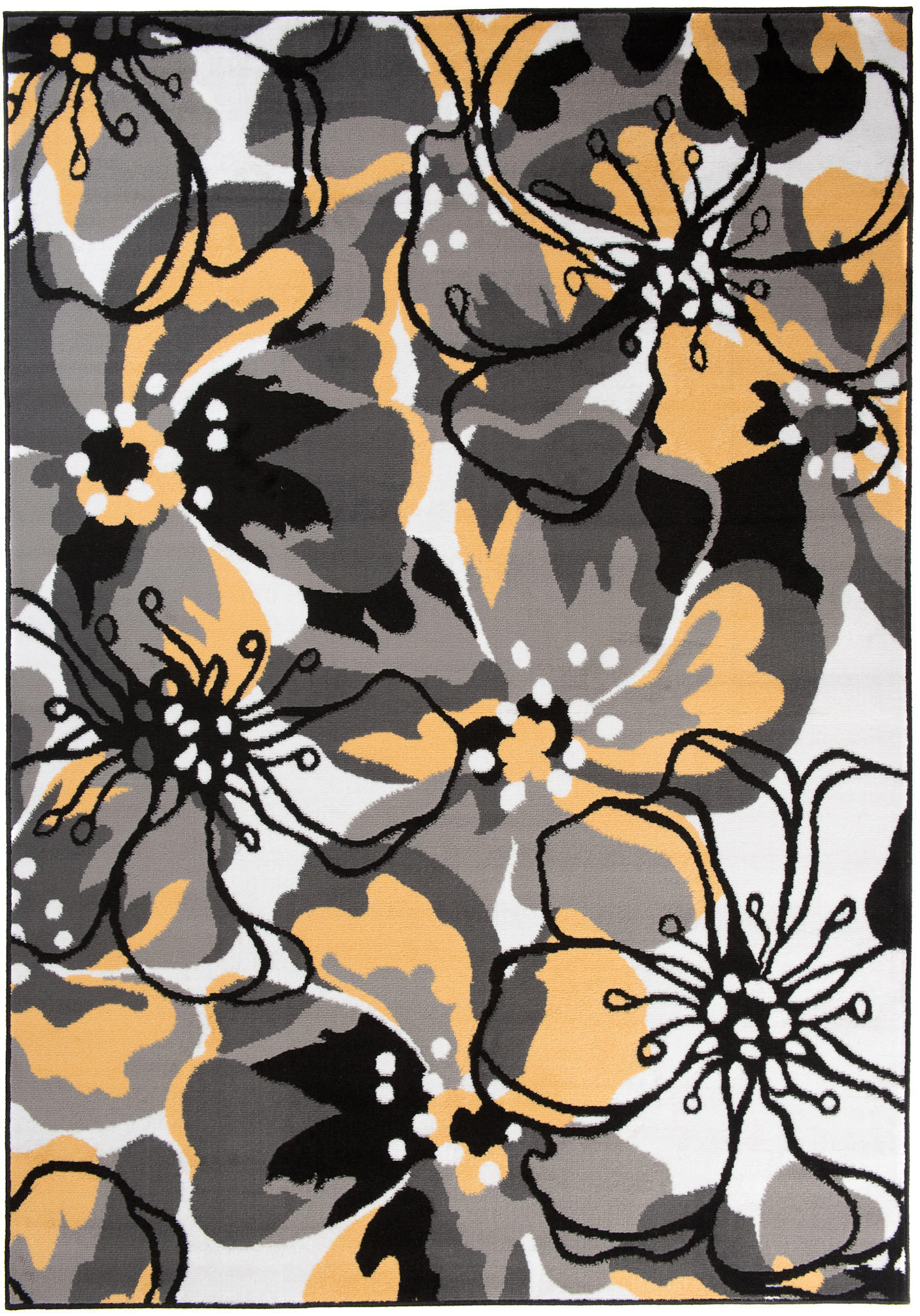 TEPPICH MAYA Gelb Floral Blumen 140/200 cm - Gelb, Textil (140/200cm) - Tapiso