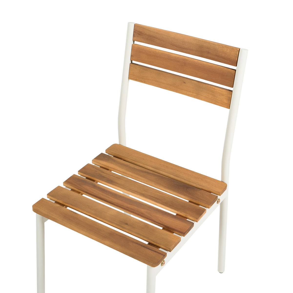 GARTENSTUHL 2er Set Akazienholz Braun Corricella - Creme, Holz (47/90/54cm) - Beliani