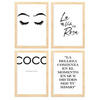 POSTER Set mit 4 Coco TypografieStil A3 Rahmen aus hellem Holz - Beige, Papier (29.7/3cm) - Nacnic