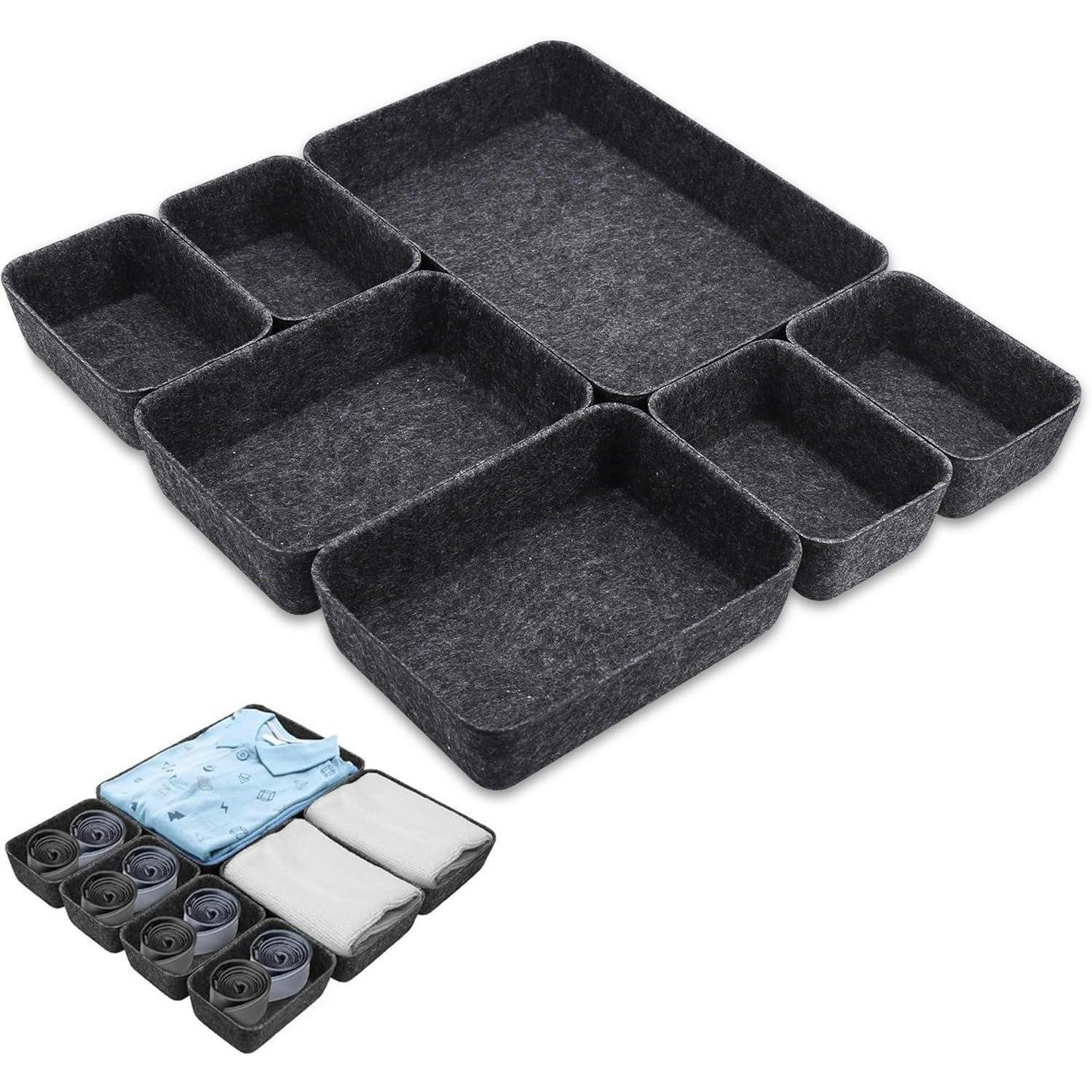SCHUBLADEN Organizer 7er Set Filz Dunkelgrau - Anthrazit, Textil (20/5/28.5cm)