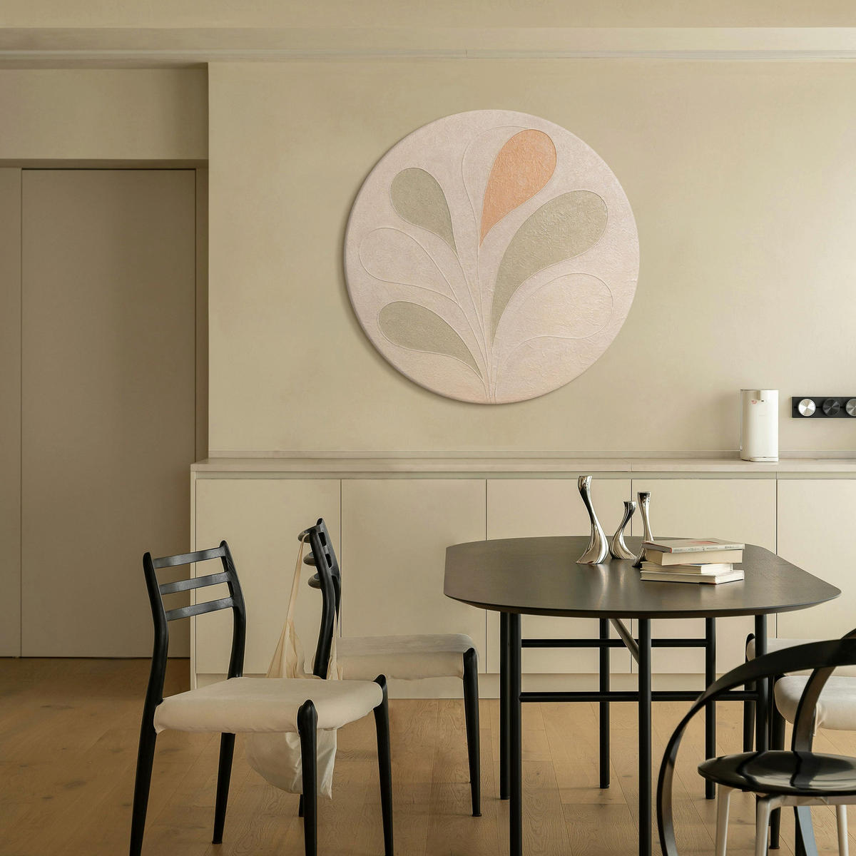GEMÄLDE Zarte Muster auf Keilrahmen 70 cm - Beige, Holz (70/70cm) - YS-art gallery