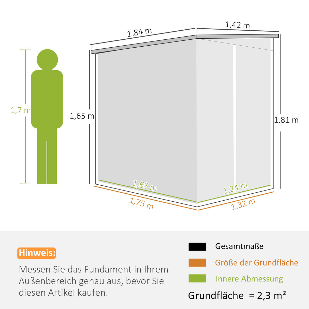 GERÄTESCHUPPEN DE-08121 verzinkter Stahl, verschließbare Tür Grau - Hellgrau, Metall (184/181/142cm) - ComfortXL