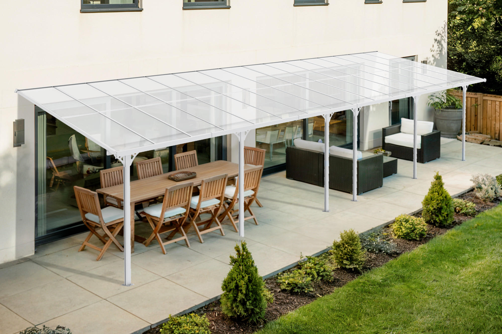 PERGOLA / CARPORT Kleo Weiß 10m x 3m - Weiß, Metall (990/270/300cm) - Cazeboo