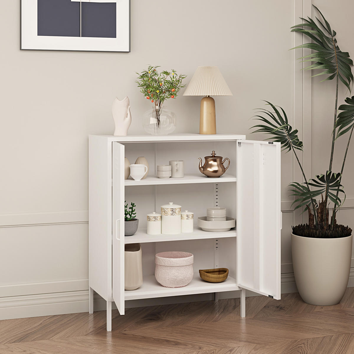 AKTENSCHRANK Pyhäranta - Weiß, Metall (80/101.5/40cm) - [en.casa]