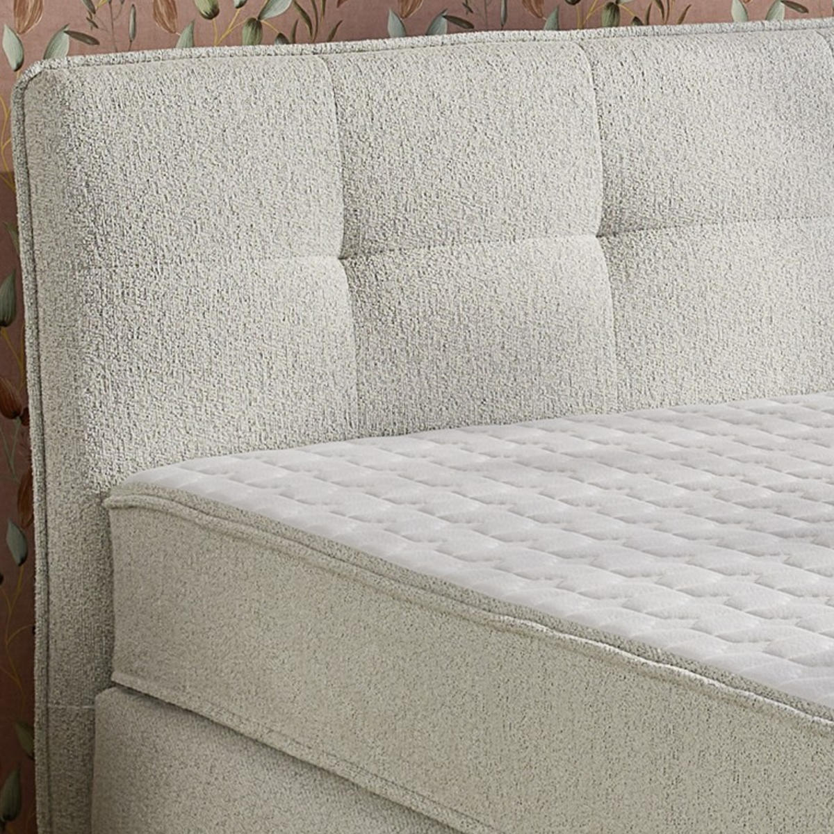 BOXSPRINGBETT 180x200 cm, extradicke 7-Zonen-Tonnentaschen-Federkern-Wendematratzen H3/H4, Bonell-Federkern, Flachgewebe Beige Grau / 20024 - Greige/Beige, Textil/Metall (180/200cm) - luma-home