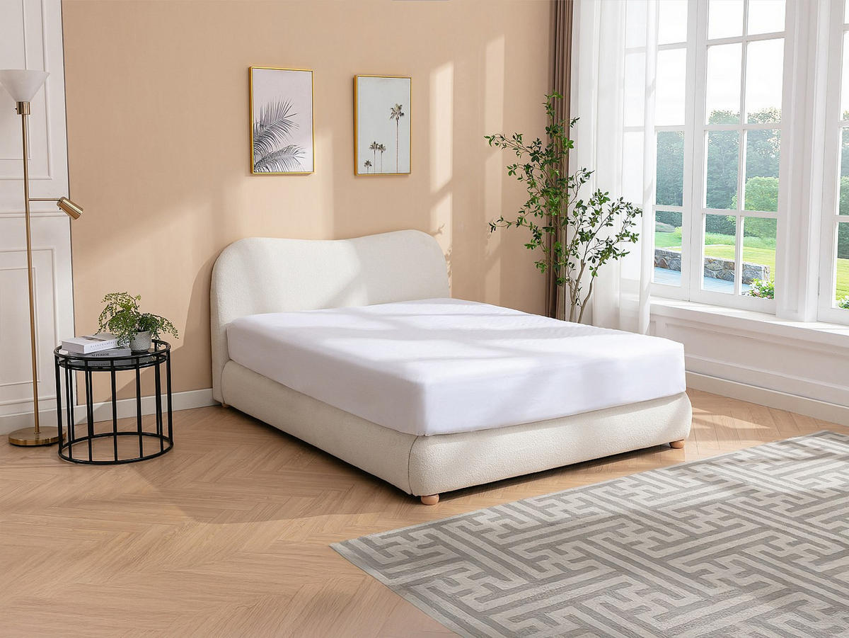 BETT mit Bettkasten - 1 Person - Stoff - Weiß - - Weiß, Textil (120/190cm) - Vente-Unique