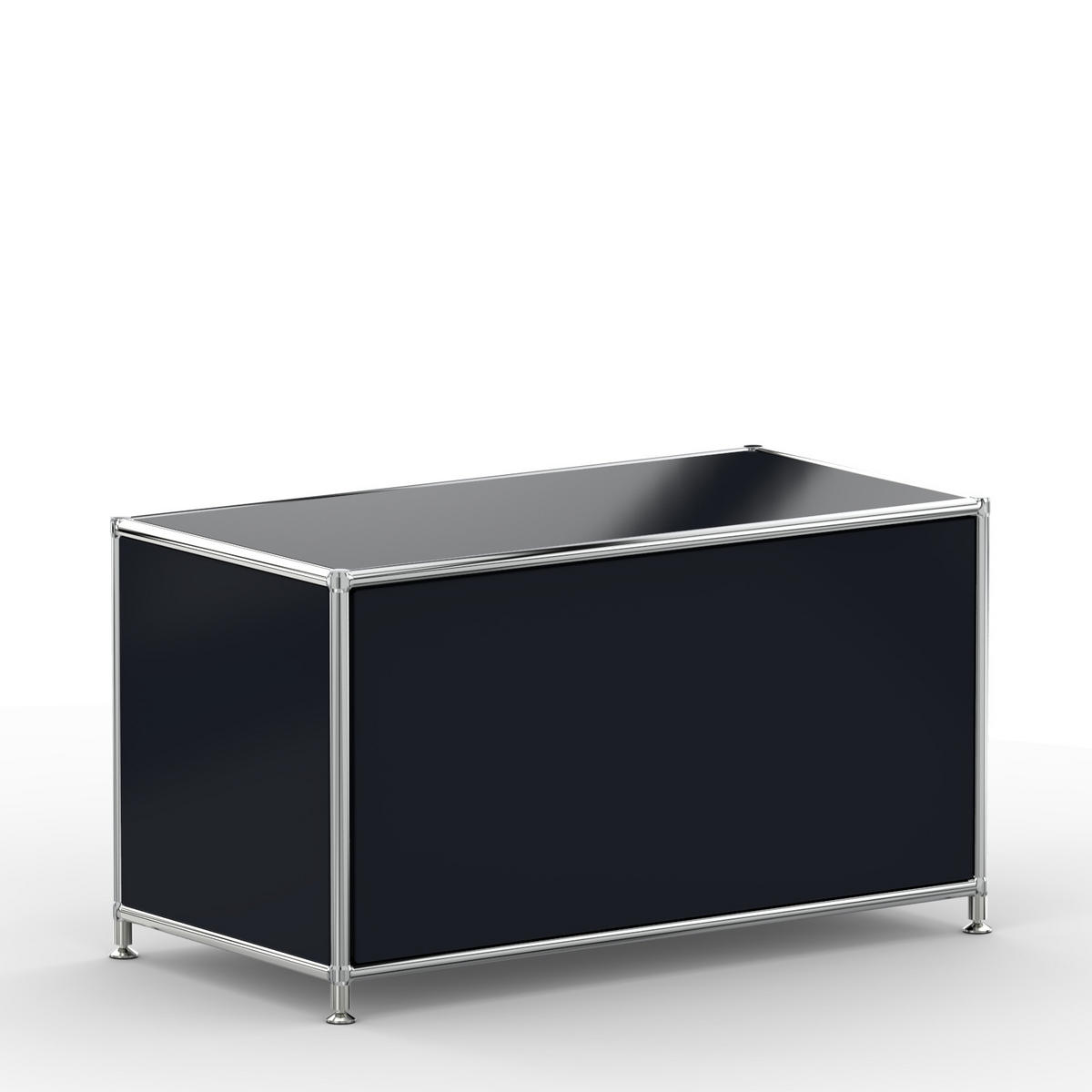 TV Board mit Klappe & Schloss, Breite 77 cm, Graphitschwarz - Chromfarben/Silberfarben, Metall (40/43/77.2cm) - Versee