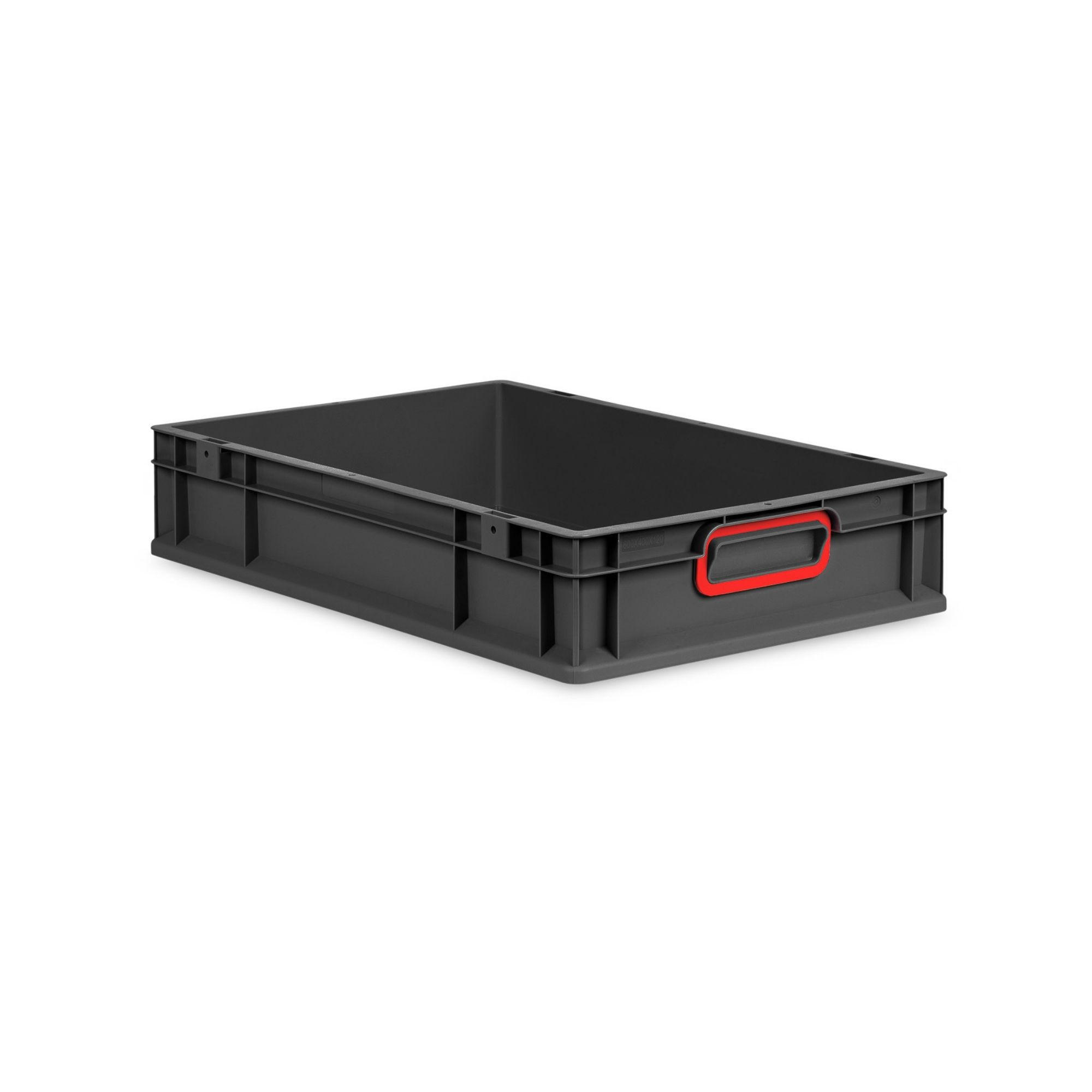 EUROBOX NextGen Color 12x40x60 cm 23 Liter Griffe rot zu, Schwarz - Rot/Schwarz, Kunststoff (40/12/60cm) - PROREGAL