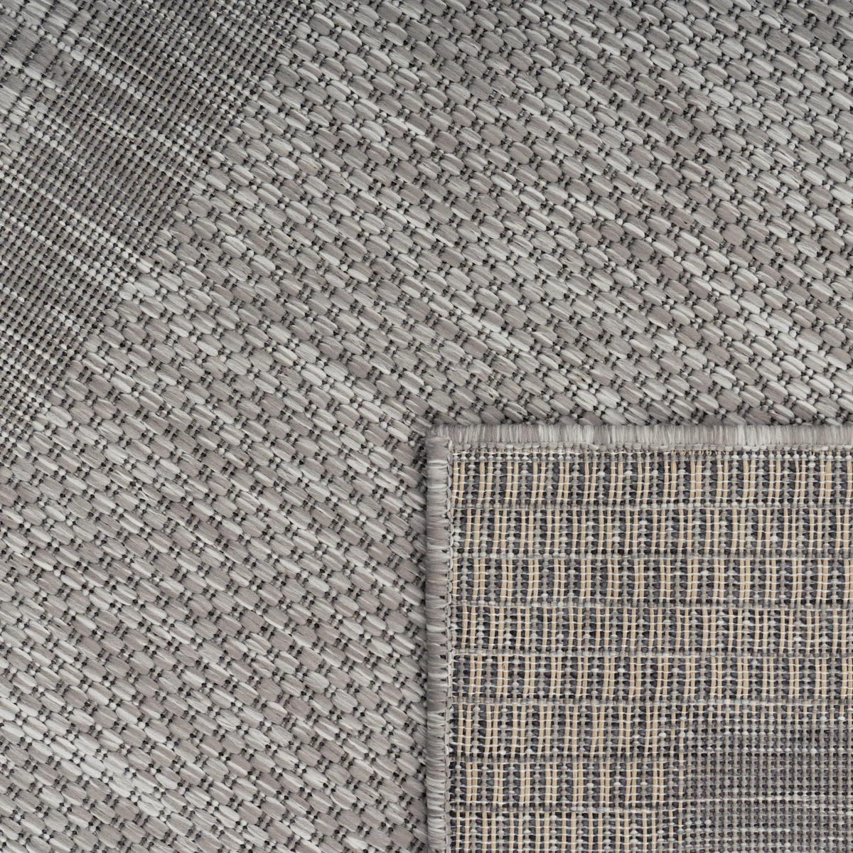 OUTDOOR Teppich Unifarben mit Bordüre Balkon, Terrasse schmutzabweisend Grau Läufer 80x150 - Grau, Textil (80/150cm) - KADIMA DESIGN