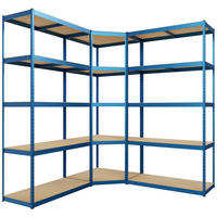 REGALSYSTEM 2 Lagerregal mit 1 Eckregal Metall blau - Blau, Metall (160/180/160cm) - CLP