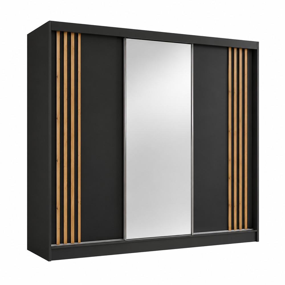 KS Home Concept Kleiderschrank Schwarz 240x216x61 cm