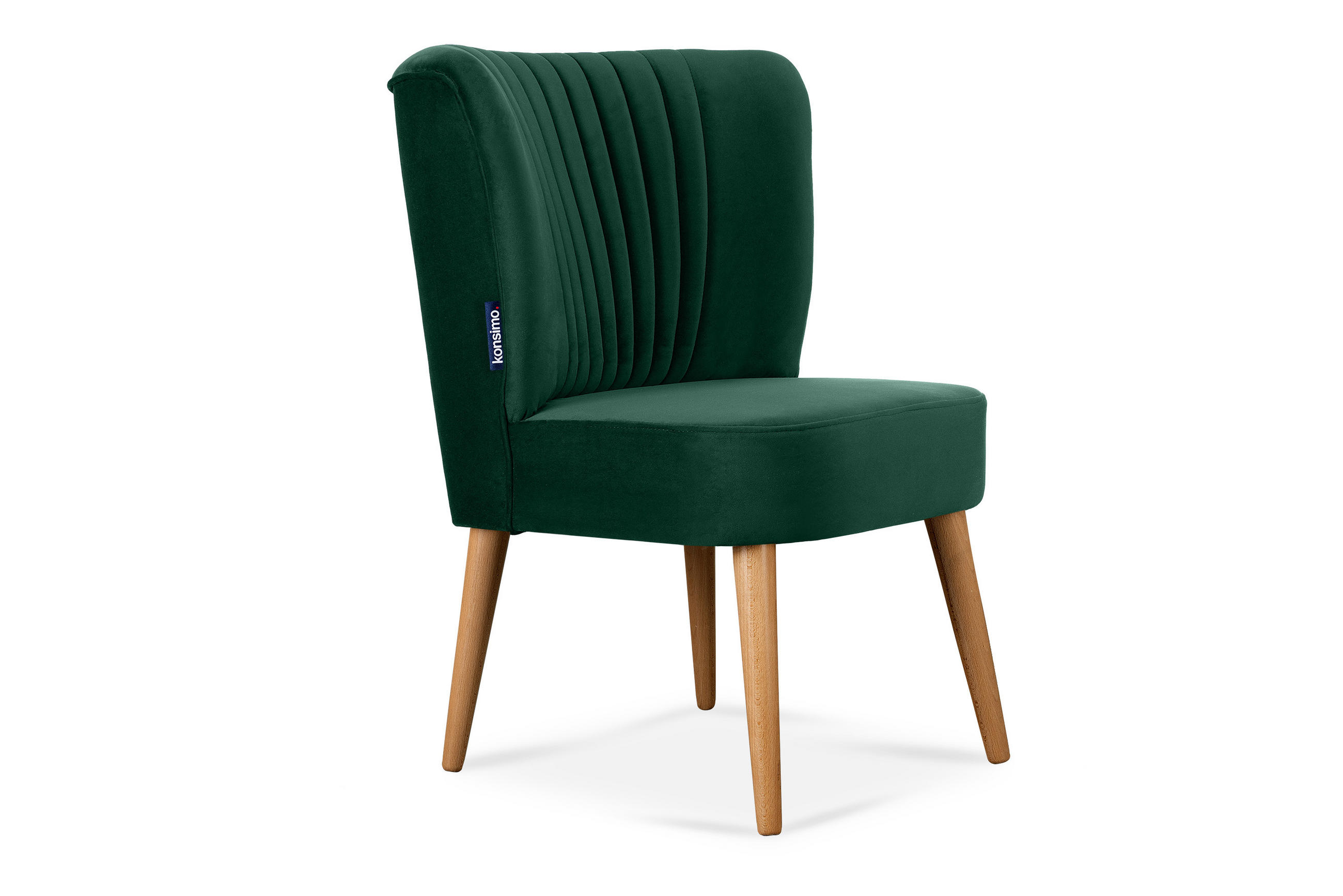 COCKTAILSESSEL DUCO auf hohen Beinen, Dunkelgrün/Eiche - Dunkelgrün/Eichefarben, Holz/Textil (63/89/65cm) - KONSIMO®