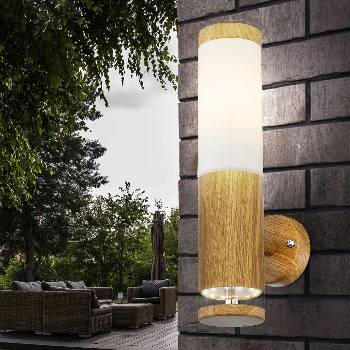 LED AUSSEN-WANDLEUCHTE Edelstahl Braun - Braun, Metall (8.5/35/14.2cm) - Globo Lighting