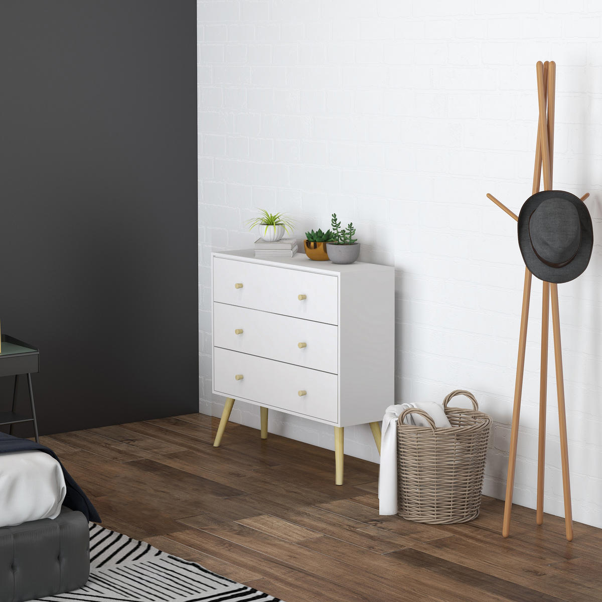 KOMMODE Weiß 80/30/80 cm - Weiß, Holzwerkstoff (80/80/30cm) - PANGIVO