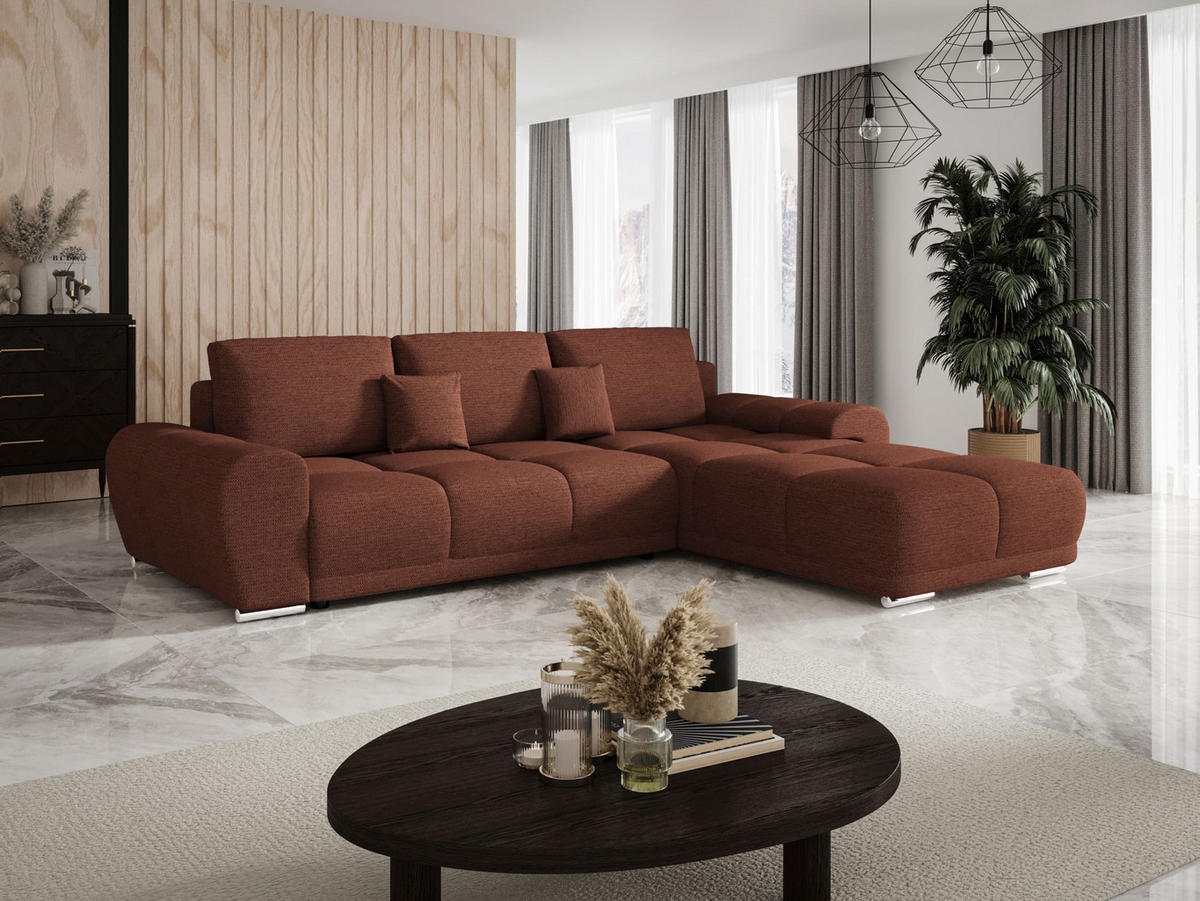 ECKSOFA BEGA L Rechts ARAGON 59 mit Schlaffunktion - Hellbraun, Textil (289/185cm) - Bedante