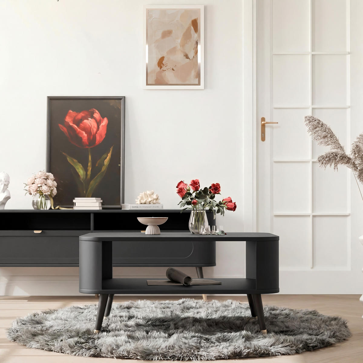 COUCHTISCH NOIR 80/60/42 cm Rechteckig, Schwarz - Schwarz, Holzwerkstoff/Metall (60/80/42cm) - Idohome