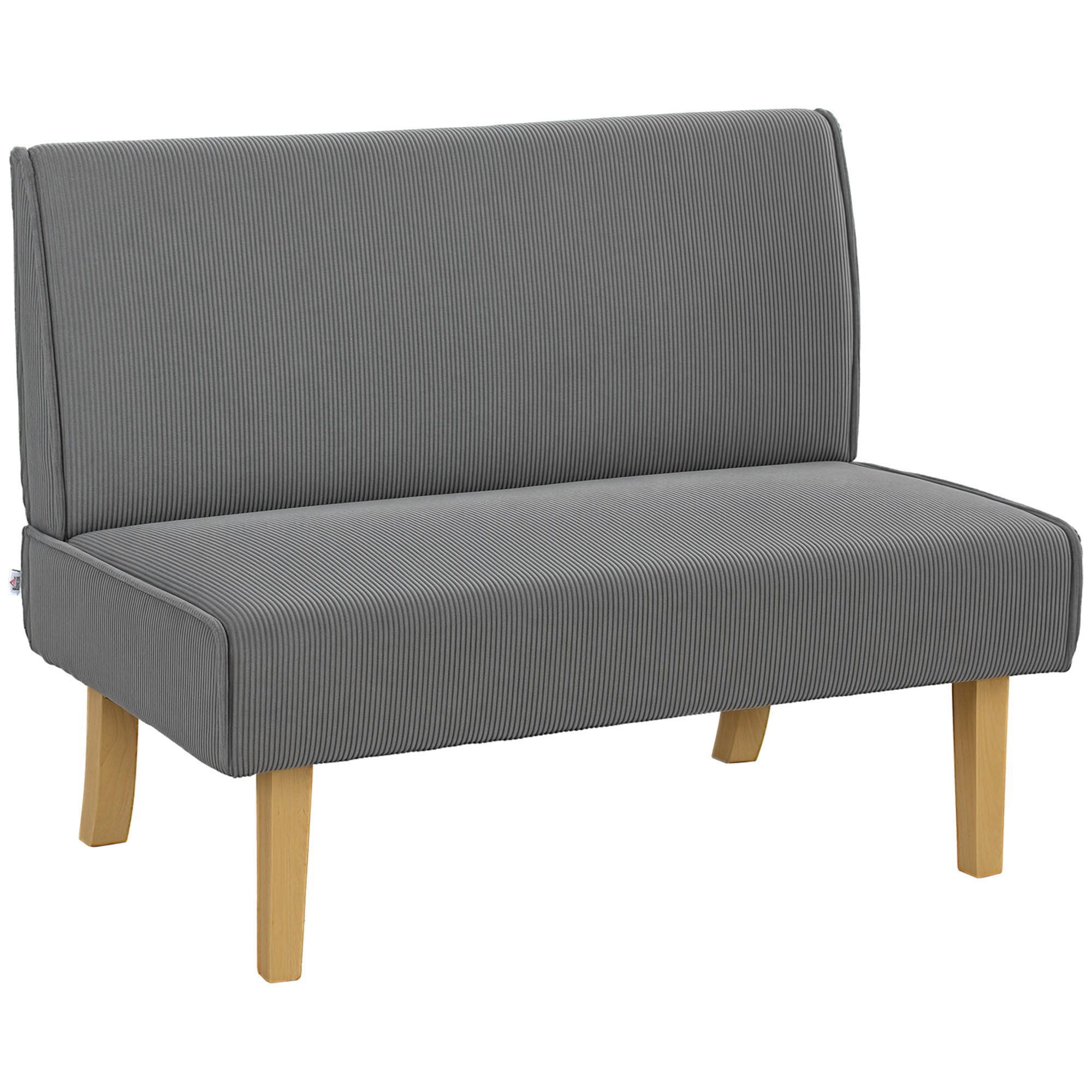 SOFA, 2-Sitzer, Cord-Bezug, Holzbeine, grau - Multicolor, Holzwerkstoff (110/85/62cm) - FORIOUS