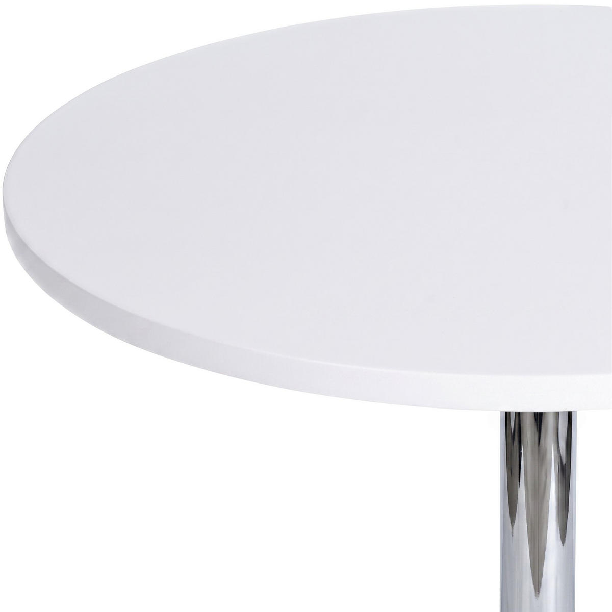 BARTISCH rund 60 cm Holz Weiß - Chromfarben/Weiß, Holz/Metall (60/60/108cm) - CLP