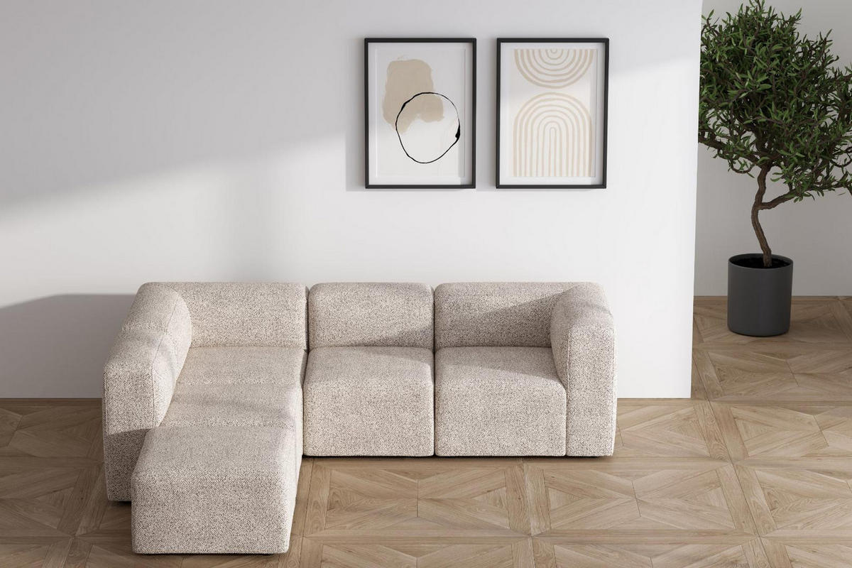 CHAISELONGSOFA Cubic Stoff Beige - Beige, Textil (257/257cm) - ebuy24