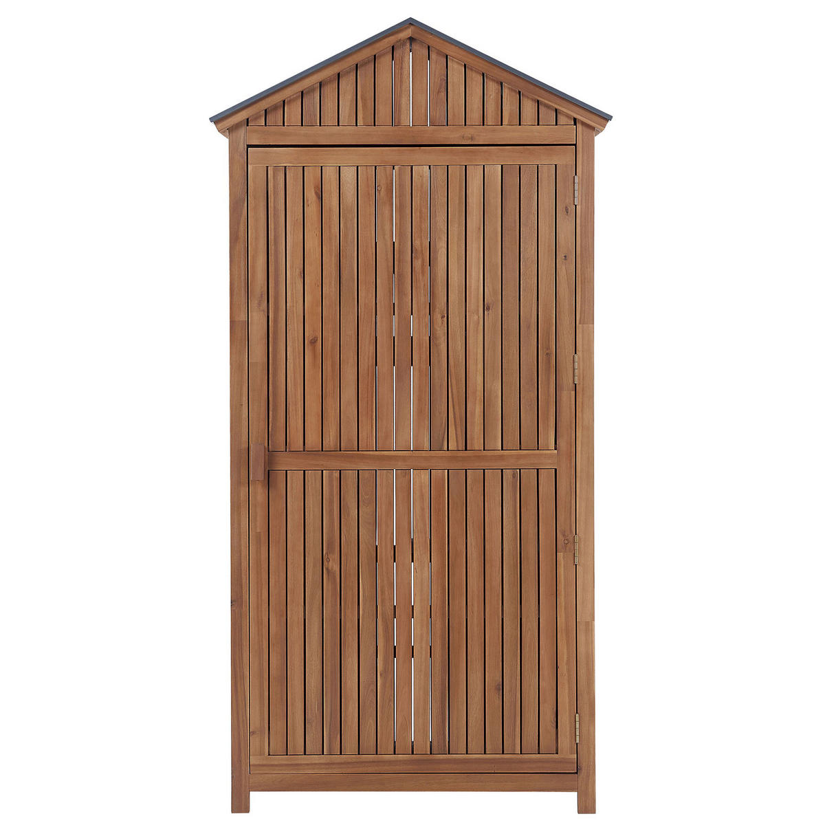 GARTENSCHRANK Akazienholz braun 200/100 cm Savoca - Braun/Grau, Holz (100/200/40cm) - Beliani