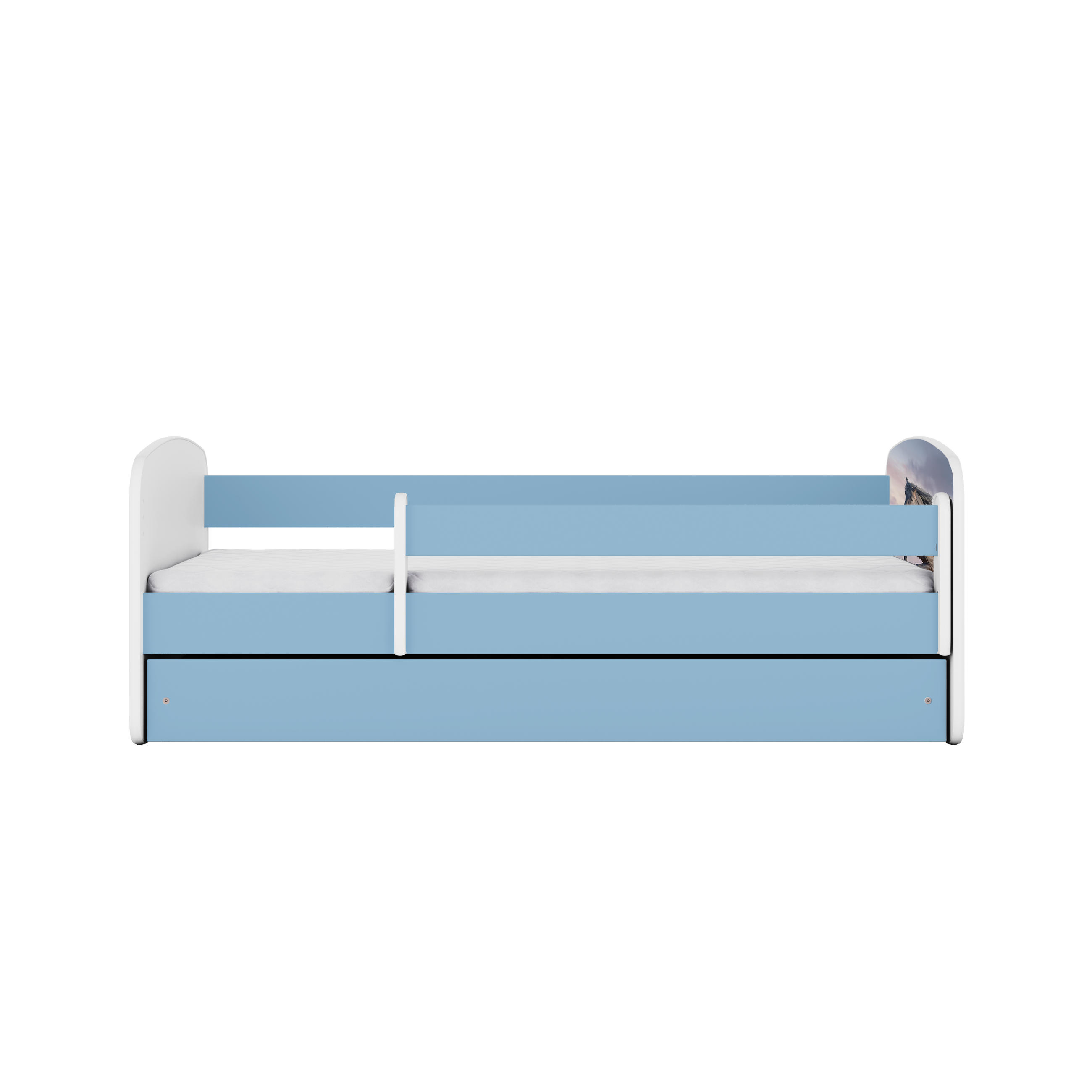 KINDERBETT Pferd im Galopp mit Schublade 160/80 90/61/164 - Blau, Holzwerkstoff (80/160cm) - RAUMHIRSCH FURNITURE