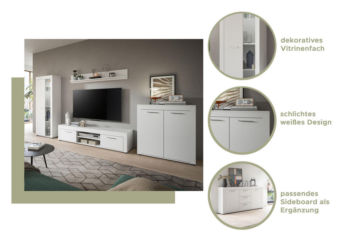 SIDEBOARD JAM (B/H/T: ca. 125/80/35 cm) in weiß/weiß - Weiß, Holzwerkstoff (125/80/35cm)