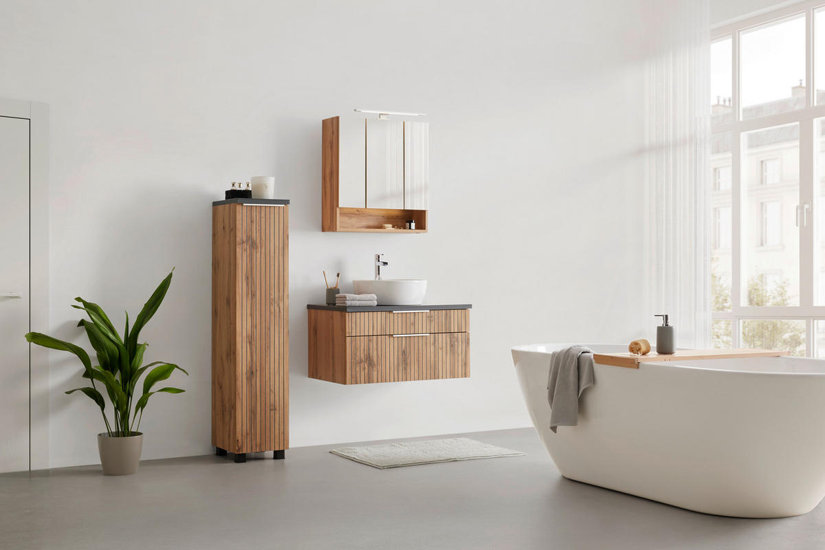 Spiegelschrank Jakarta 60/64/20 cm  - Eiche Wotan, MODERN, Glas/Holzwerkstoff (60/64/20cm) - Held