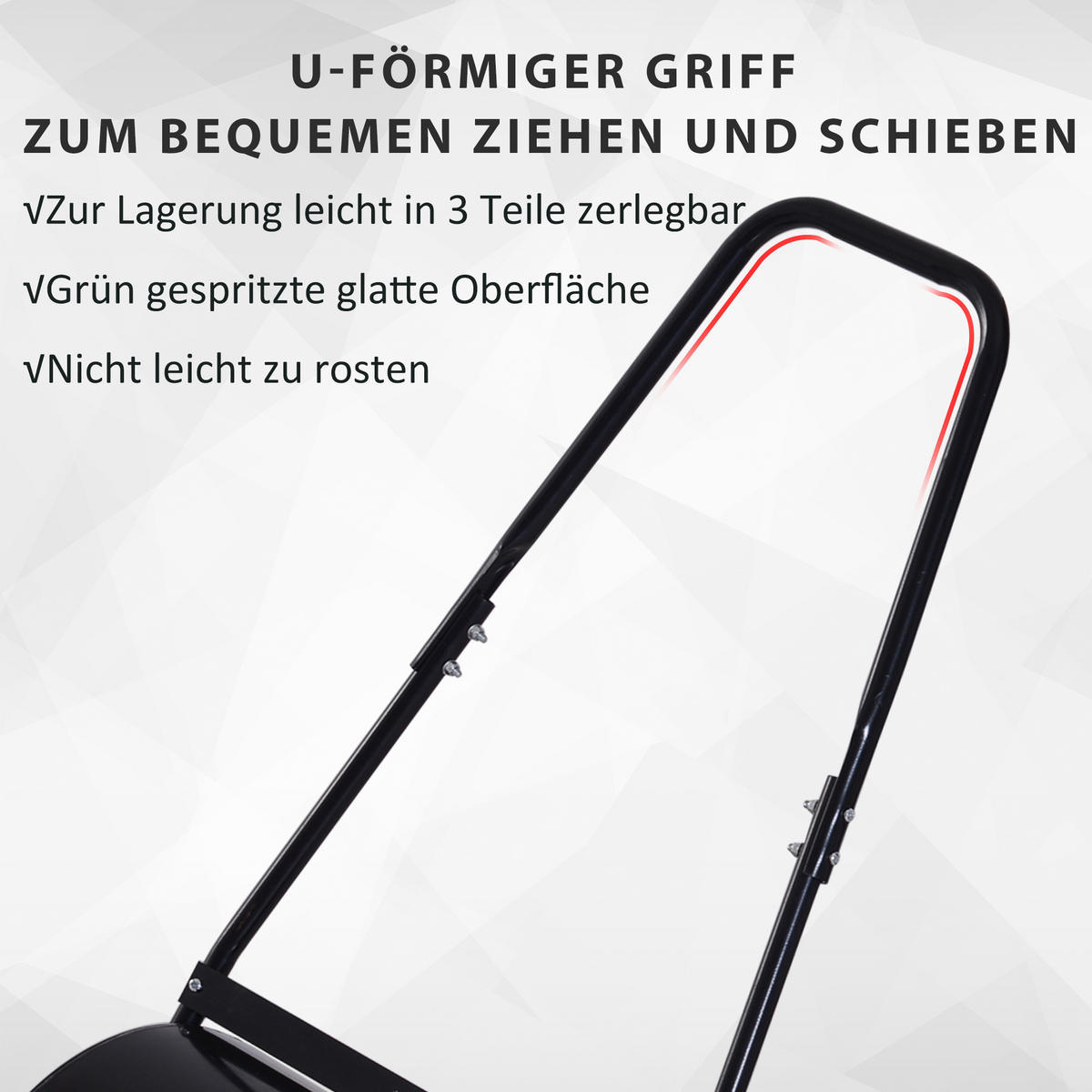 RASENWALZE mit U-Griff, Gartenwalze, Gartenrolle, 40 cm Durchmesser, Metall, Schwarz - Multicolor, Metall (40/123/57cm) - Outsunny