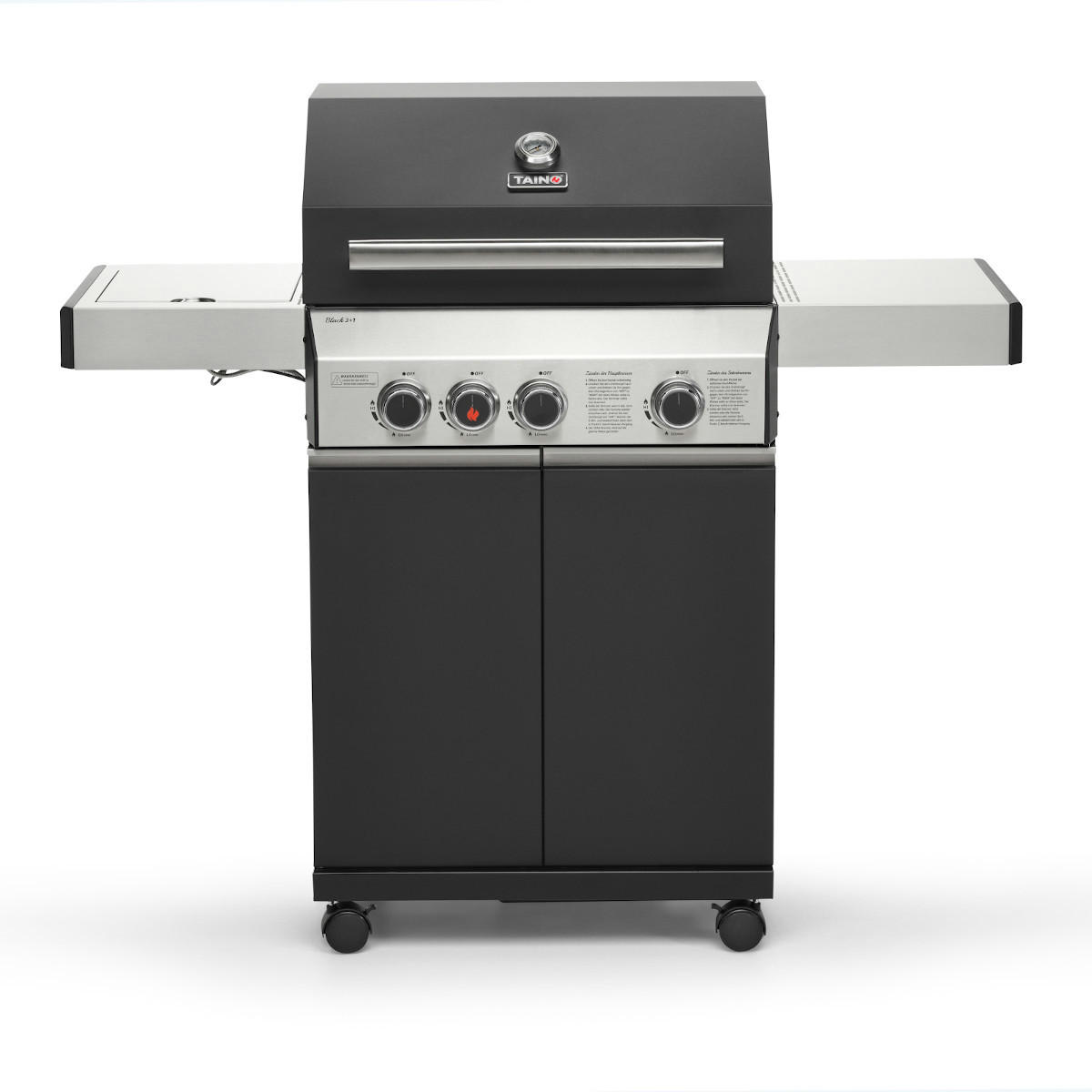 GASGRILL BLACK 3+1 - Schwarz, Metall (128/114/55cm) - TAINO