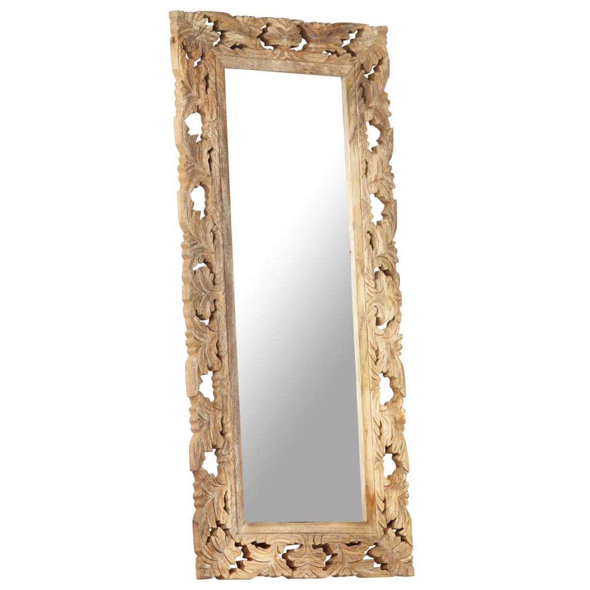 SPIEGEL Handgeschnitzt Braun 110x50 cm Massivholz Mango - Braun, Holz (50/2.5/110cm) - furnicato