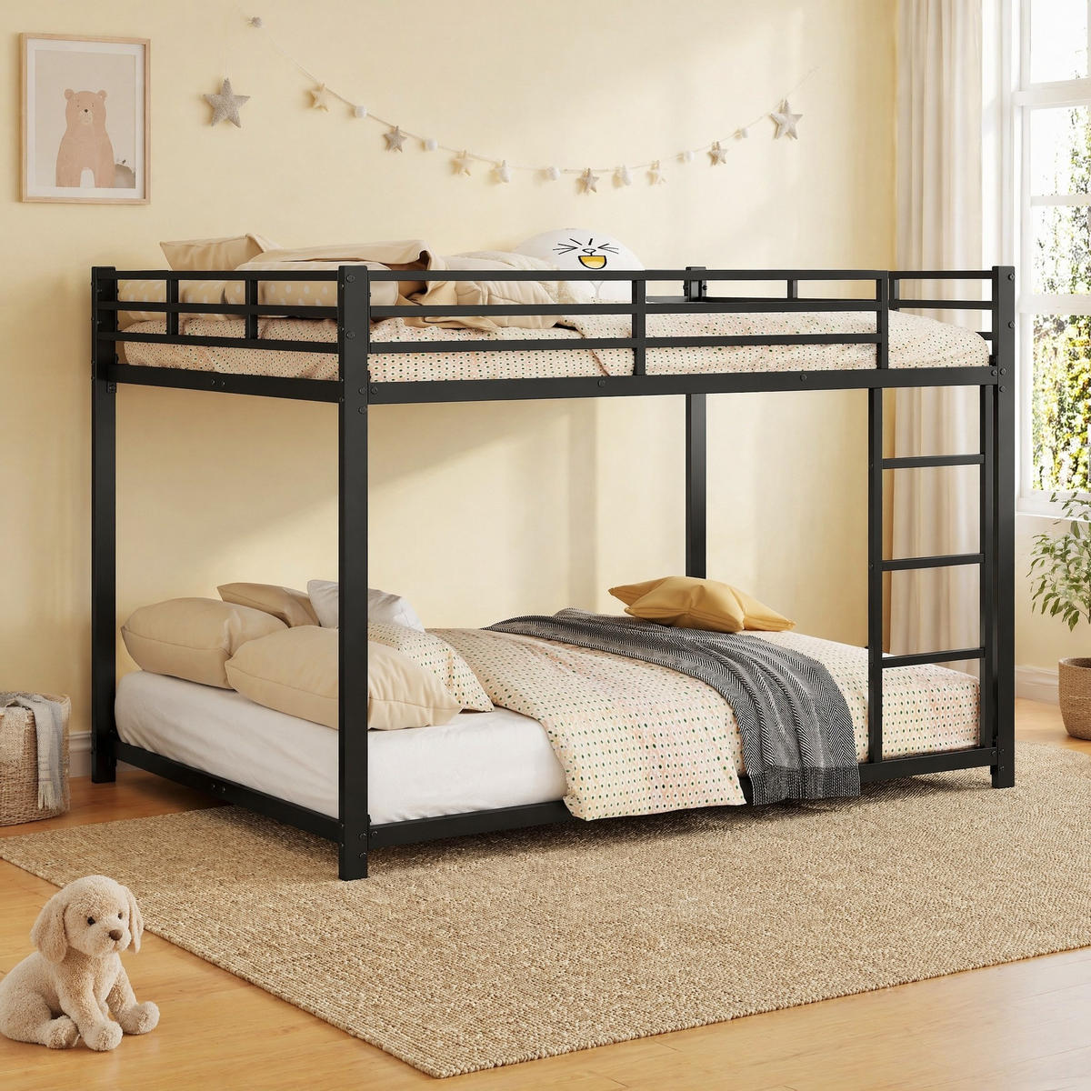 ETAGENBETT 140/200 mit Sicherheitsleisten und Lattenrost in Schwarz - Schwarz, Metall (140/200cm) - EVRYAE