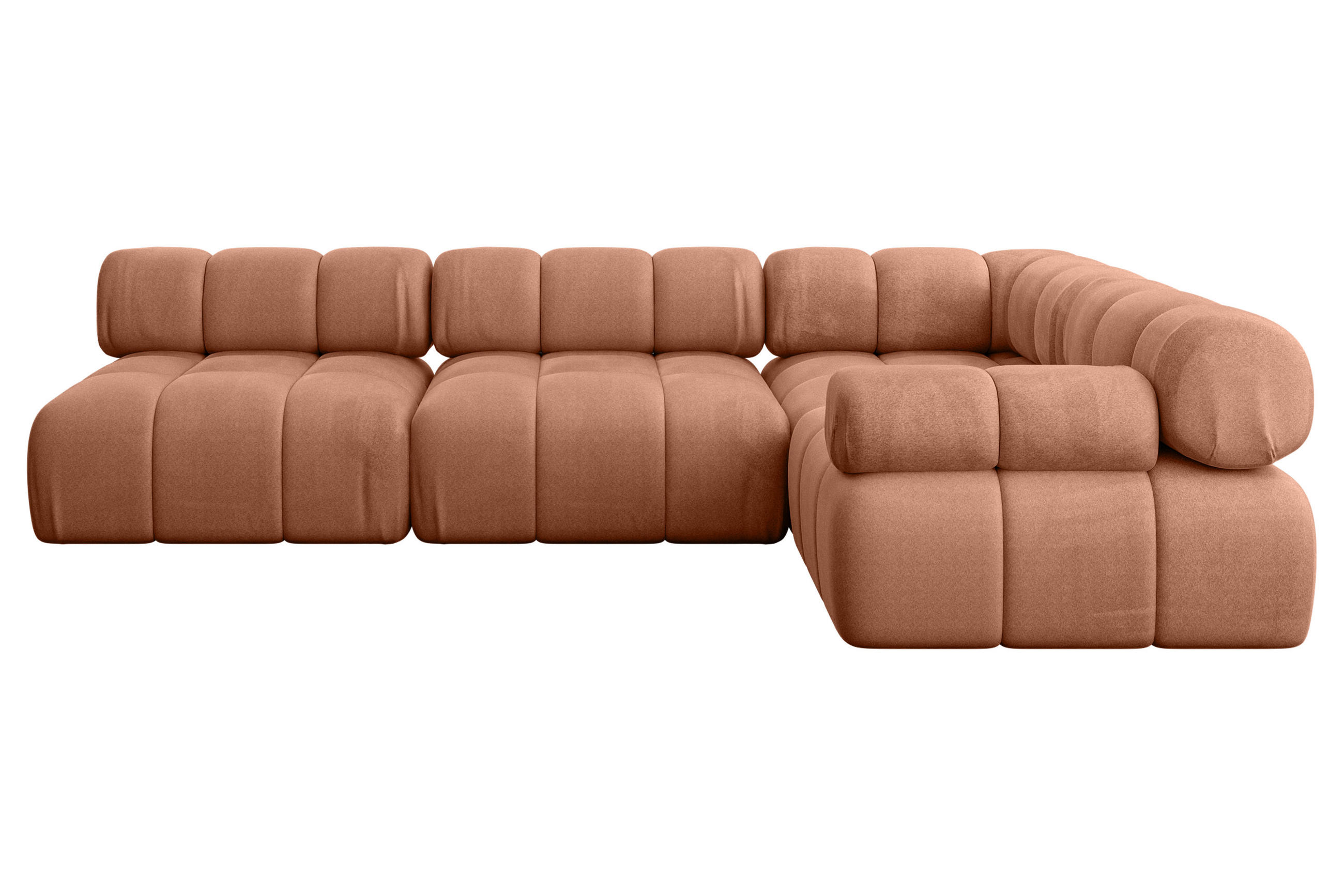 ECKSOFA modulares Sofa Mende-L2 - 285x190x70 cm Apricot Velours - Koralle, Holzwerkstoff/Textil (285/190cm) - ALTDECOR