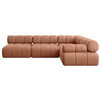 ECKSOFA modulares Sofa Mende-L2 - 285x190x70 cm Apricot Velours - Koralle, Holzwerkstoff/Textil (285/190cm) - ALTDECOR